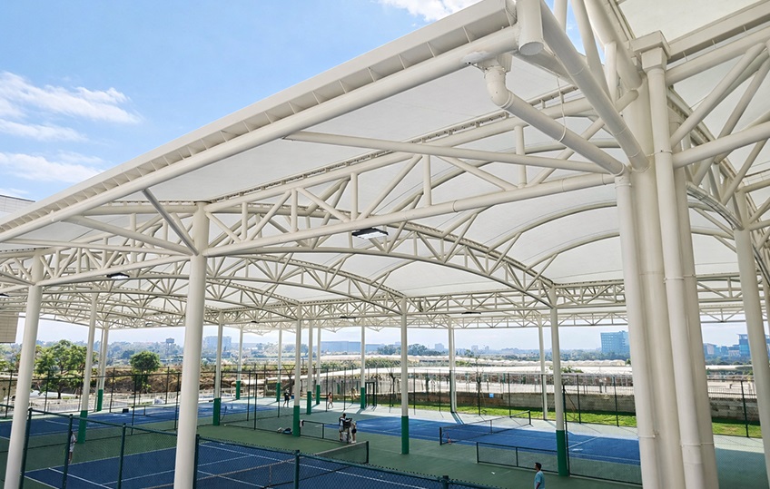 Haikou School Tennis Court Tensile roof membrane